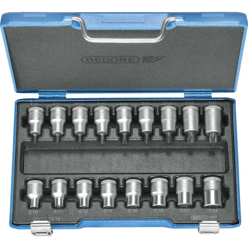 Jogo de soquetes hexalobular encaixe de 1/2" 17 peças 024795 - GEDORE - GEDORE - Ferramentas Manuais
