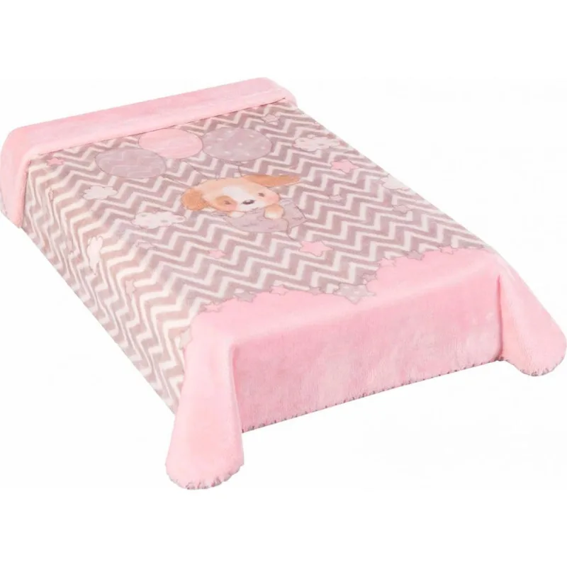 Cobertor para Berço Colibri Le Petit - 80 x 110 cm - Cachorrinho Rosa