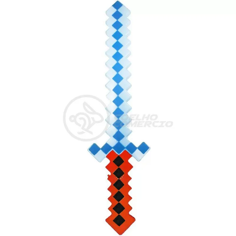 Kit Brinquedo Espada Pixel Minecraft 58cm C/som Luz+3 Pilhas