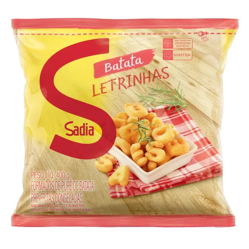 BATATA PRÉ-FRITA LETRINHAS CONGELADA SADIA PACOTE 400G - SADIA