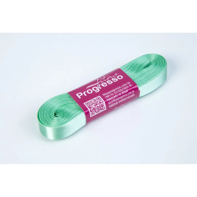 FITA DE CETIM LISA PROGRESSO 10MM COM 10 METROS 214 - Verde Claro