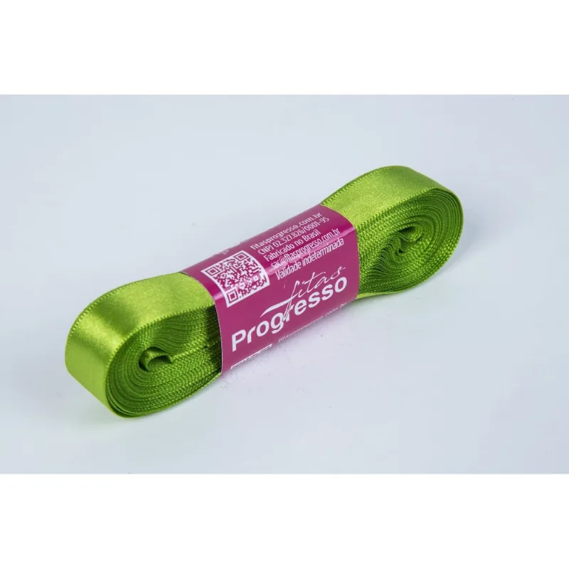 FITA DE CETIM LISA PROGRESSO 15MM COM 10 METROS A313 - Verde Folha