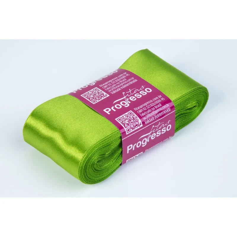 FITA DE CETIM LISA PROGRESSO 38MM COM 10 METROS A313 - Verde Folha