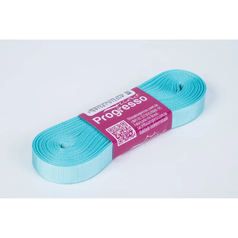 FITA DE GORGURAO LISO PROGRESSO 11MM COM 10 METROS 128P - Azul Tifany