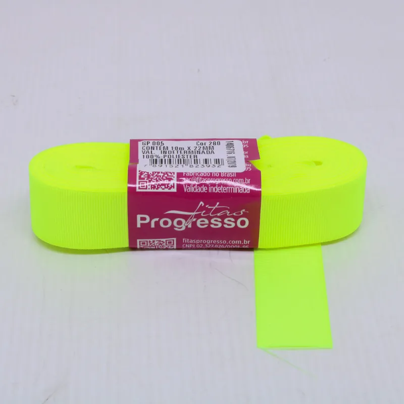 FITA DE GORGURAO LISA PROGRESSO 22MM COM 10 METROS 109Kr - Verde Citrico