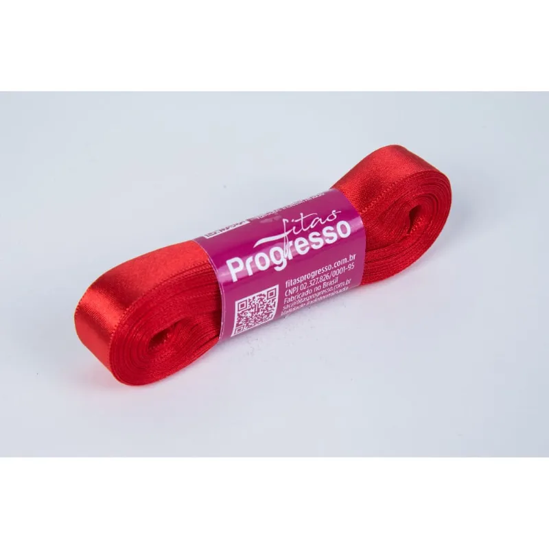 FITA DE CETIM LISA PROGRESSO 15MM COM 10 METROS 201 - Vermelho