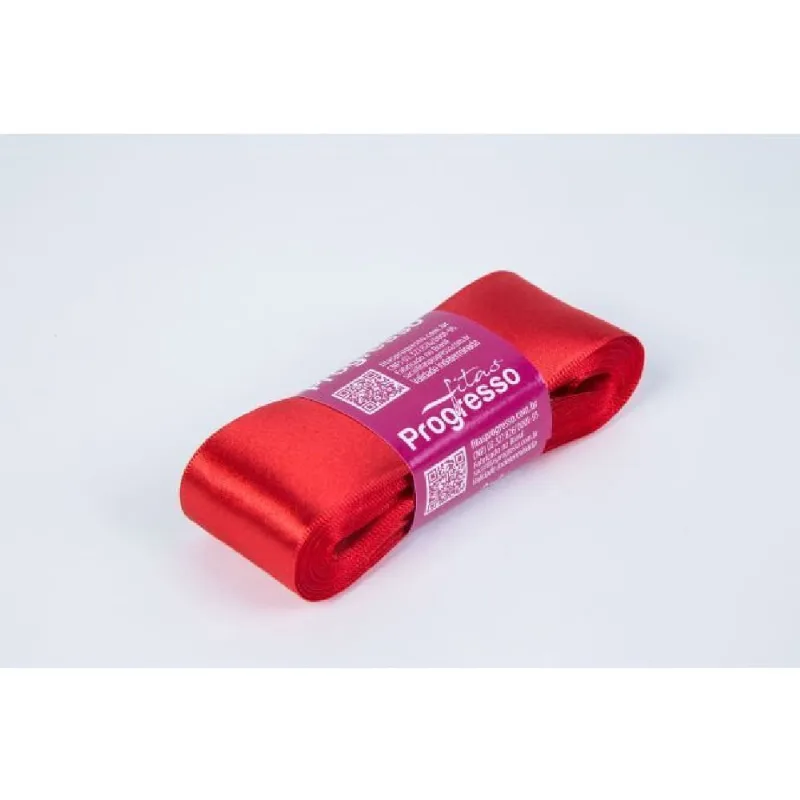 FITA DE CETIM LISA PROGRESSO 30MM COM 10 METROS 201 - Vermelho