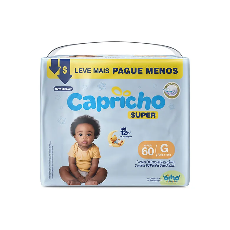 Fralda Capricho Super G com 60un - Capricho - Higiene E Beleza