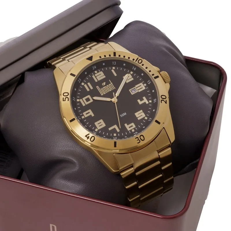 Relógio Masculino Dumont Analógico Dourado Com Calendário DU2115AAV/4P - Não Disponível - Relógios E Joias