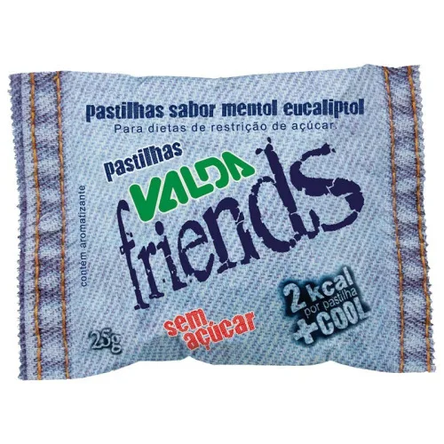 Pastilhas Mentol Eucaliptol Zero Açúcar Valda Friends Pacote 25g - VALDA - Mercearia