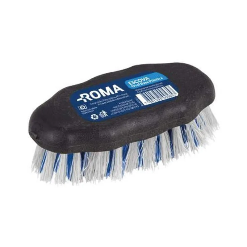Escova Multiuso Plástica Oval 12,5 x 6,3 x 4 cm - Ideal para Limpeza Geral - Roma - Utilidades Domesticas