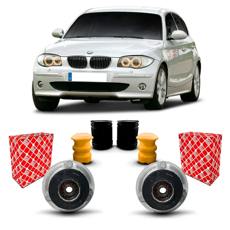 Par Kit Coxim Rolamento Febi Batente Coifa Suspensão Amortecedor Dianteiro BMW 130i E81 E87 2005 2006 2007 2008 2009