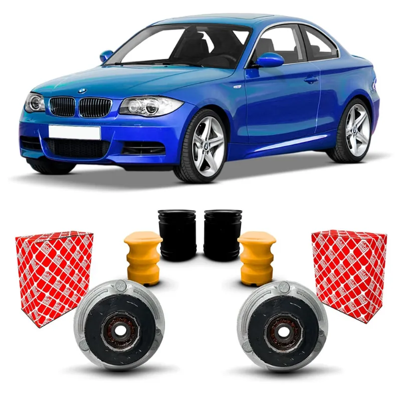 Par Kit Coxim Rolamento Febi Bilstein Batente Coifa Suspensão Amortecedor Dianteiro BMW 135i E82 2009 2010 2011 2012