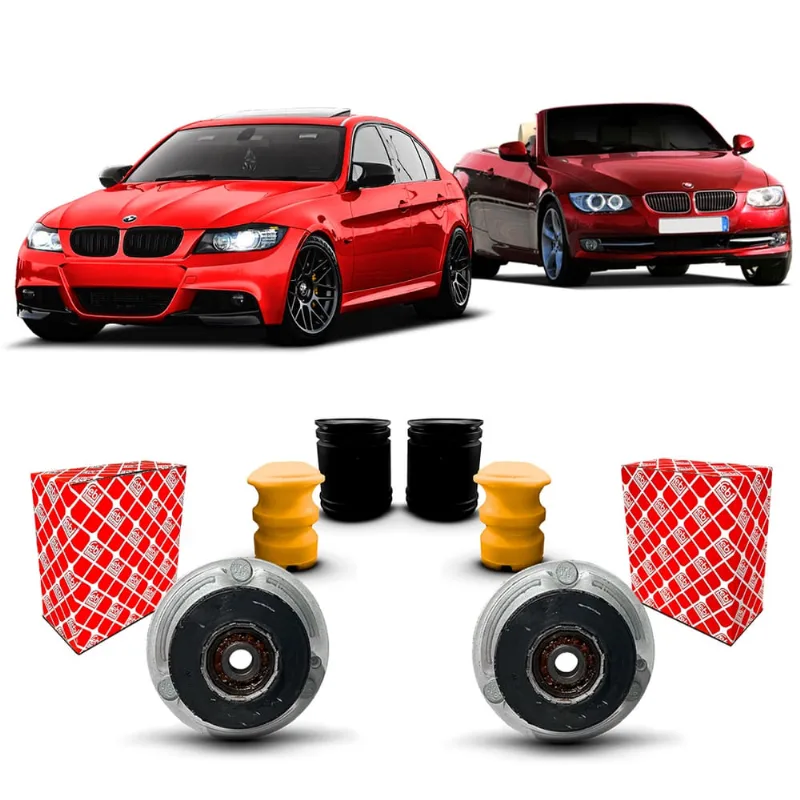Par Kit Coxim Rolamento Febi Batente Coifa Amortecedor Dianteiro BMW 335i E90 E93 2006 2007 2008 2009 2010 2011 2012