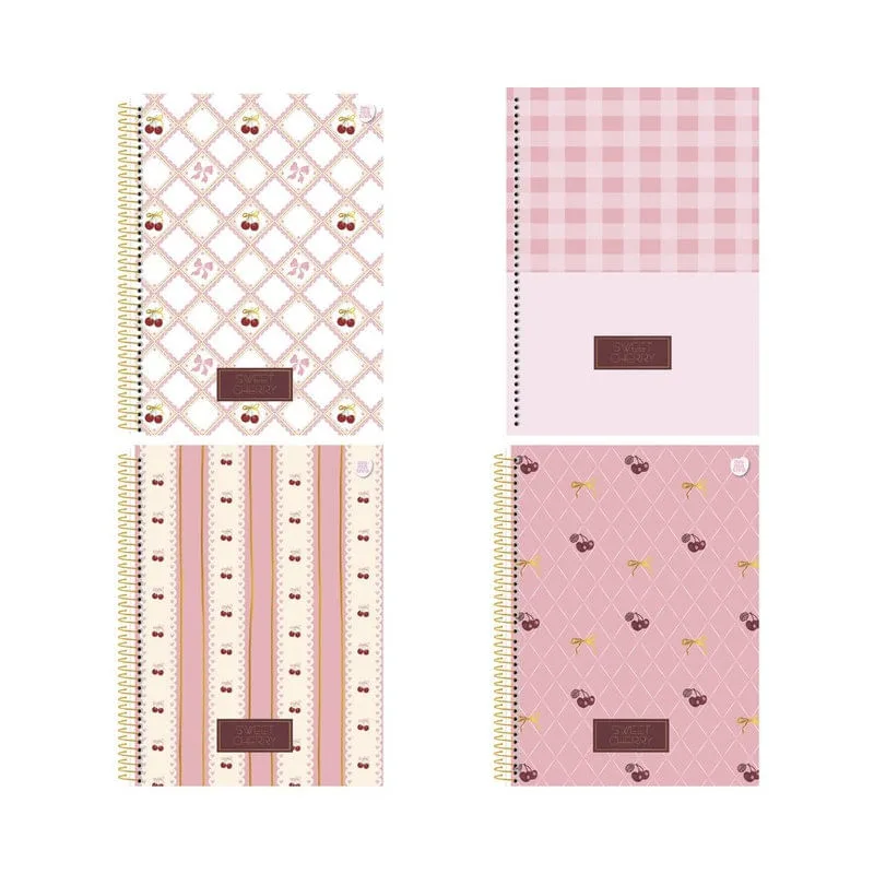 Caderno Universitário Capa Dura 01 Matéria 80 Folhas Cherry - Animativa - Papelaria