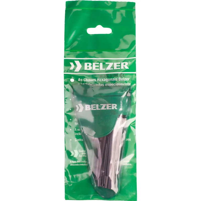Jogo de Chaves Hexagonal Curta 1/16" a 1/4" Belzer 220903BBR - 8 peças 220903BBR
