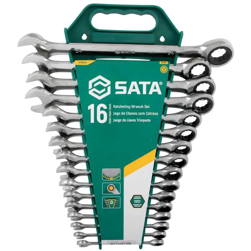 Jogo De Chave Combinada Com Catraca 8 A 24mm 16 Peças Sata ST08034L ST08034L