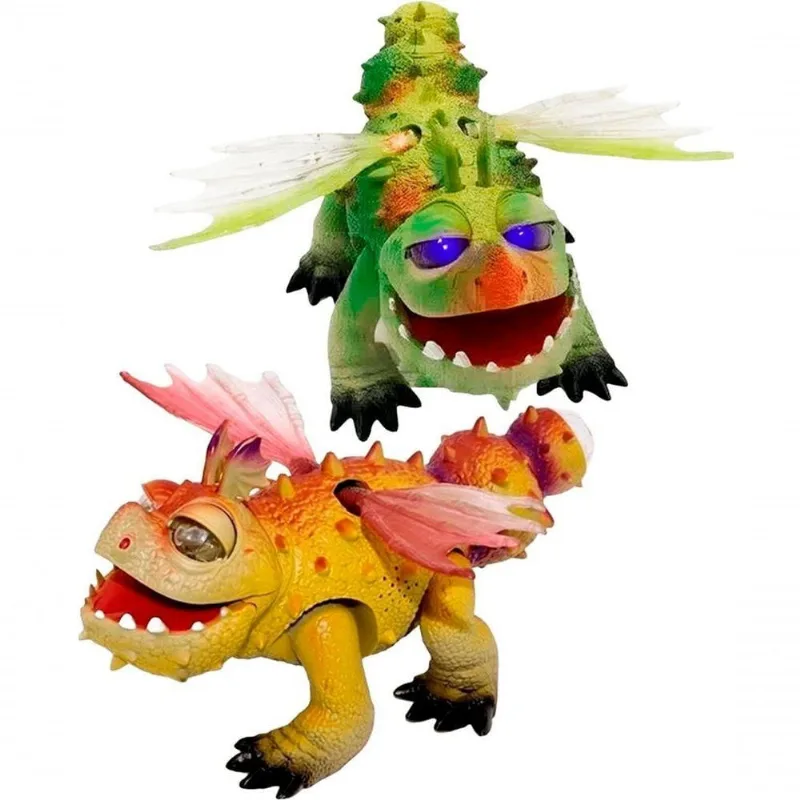 Dupla Brinquedo Infantil Dragão Dinossauro Com Movimento Luz