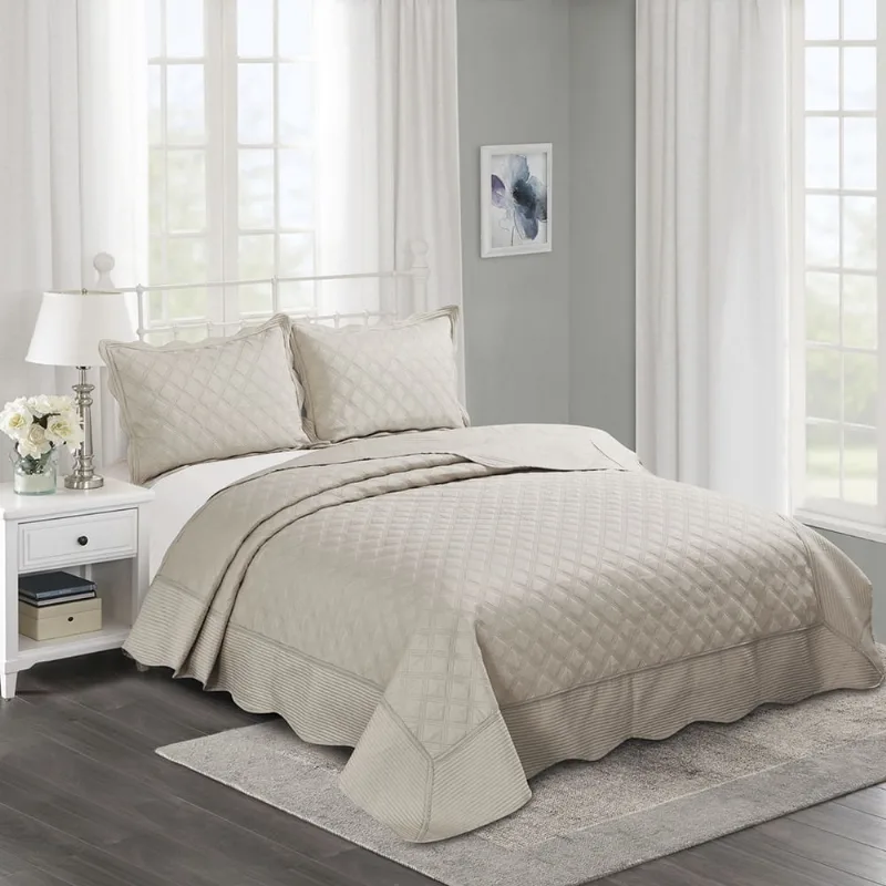 Colcha Queen Size Matelasse Orfeu 3 Peças 240x260cm Bege