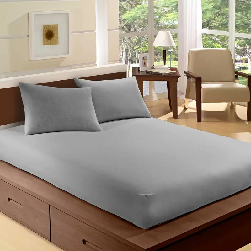 Lençol Avulso Casal Camesa Com Elastico 100% Microfibra Poliéster Cinza