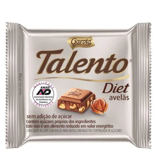 Chocolate Garoto Talento Diet Avela - TALENTO - Mercearia