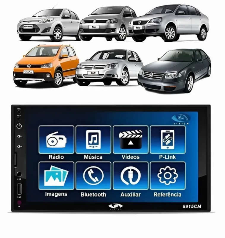 Kit Multimídia Polo 2003 Até 2012 7 Pol Mp5 Usb Bt Sd Radio Espelhamento