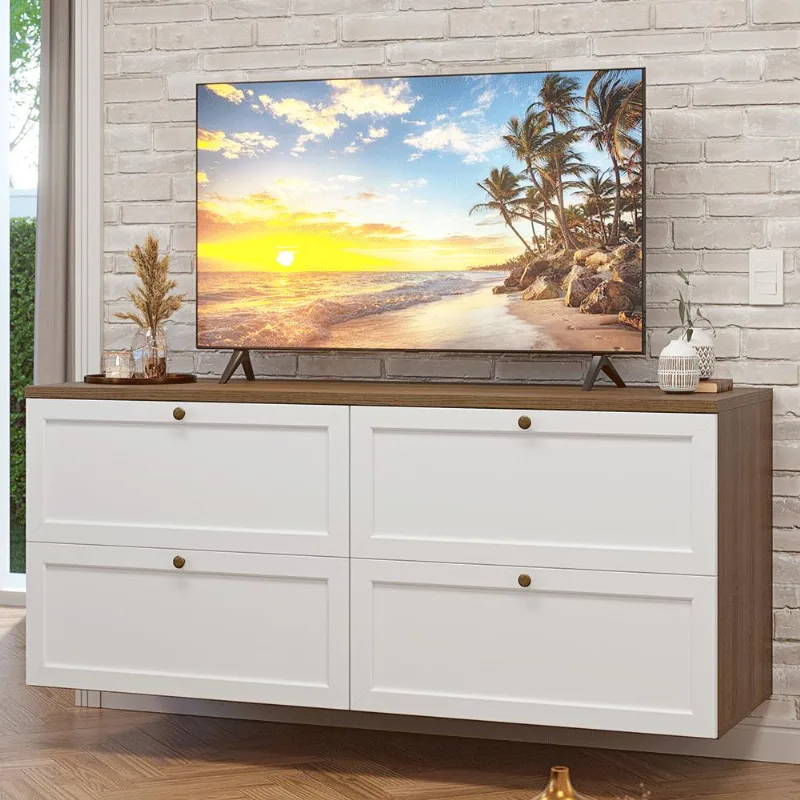 Rack para TV até 70 Polegadas 160cm 4 Gavetas Rustic/Branco Vik Madesa 04