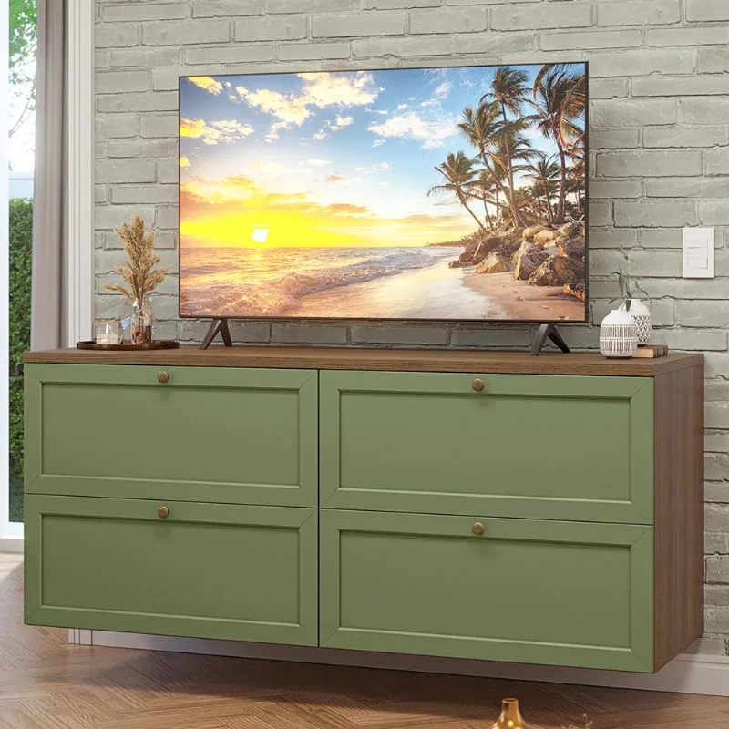 Rack para TV até 70 Polegadas 160cm 4 Gavetas Rustic/Verde Vik Madesa 04