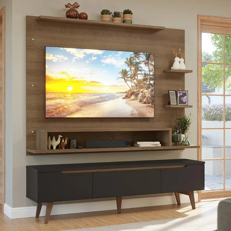 Rack com Painel para TV até 60 Polegadas 180 cm com Pés Reims Madesa - Madesa