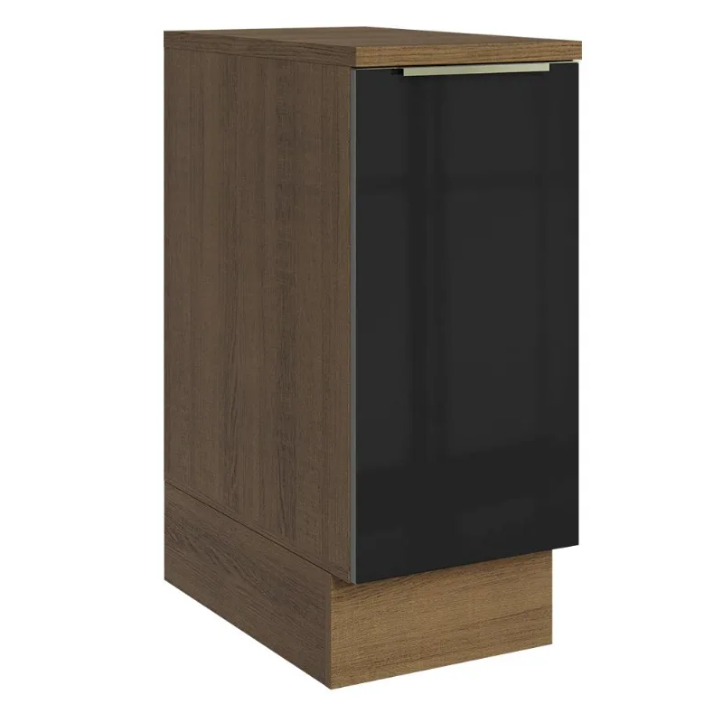 Balcão de Cozinha 35 cm 1 Porta Rustic/Preto Lux Madesa
