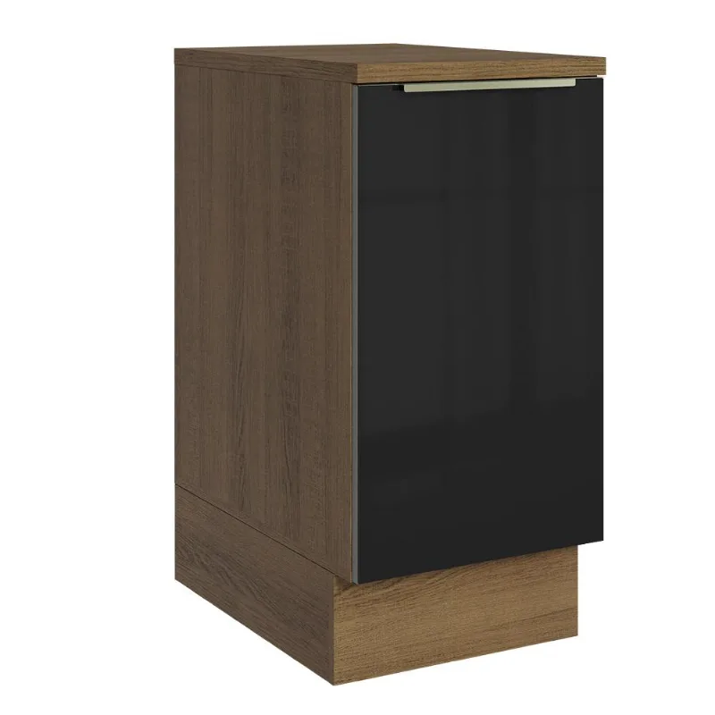 Balcão de Cozinha 40 cm 1 Porta Rustic/Preto Lux Madesa