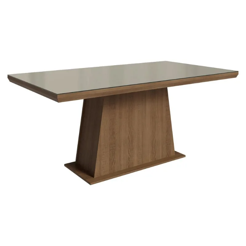 Mesa de Jantar Retangular Tampo com Moldura e Vidro Sobreposto 5364 Madesa