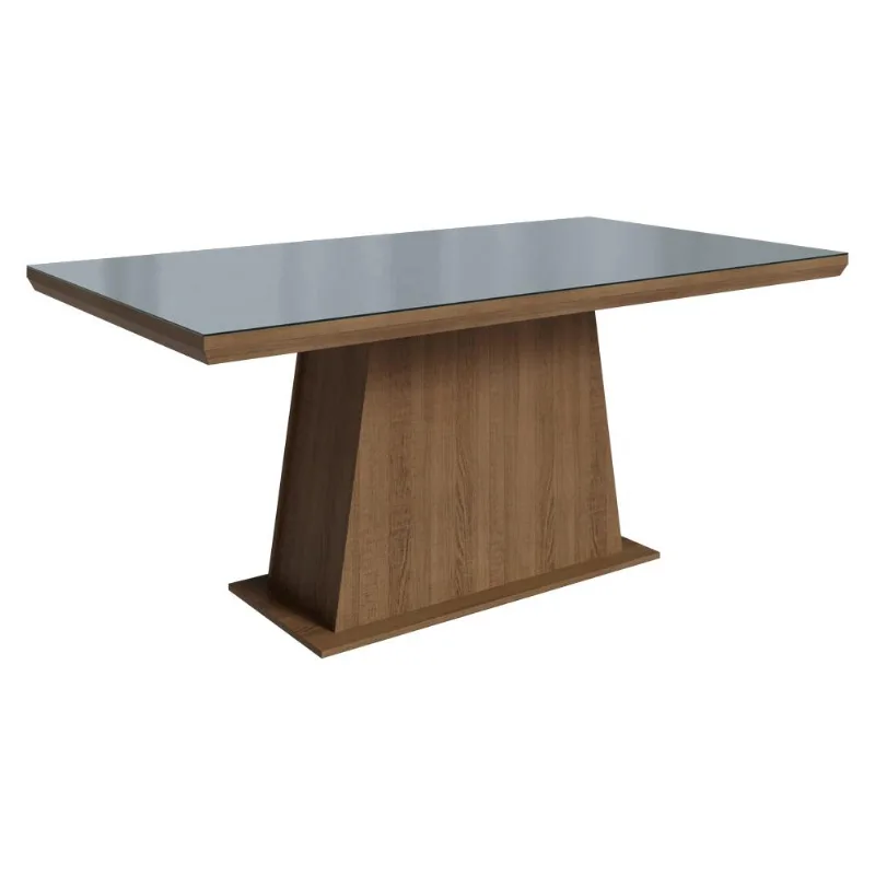 Mesa de Jantar Retangular Tampo com Moldura e Vidro Sobreposto 5364 Madesa