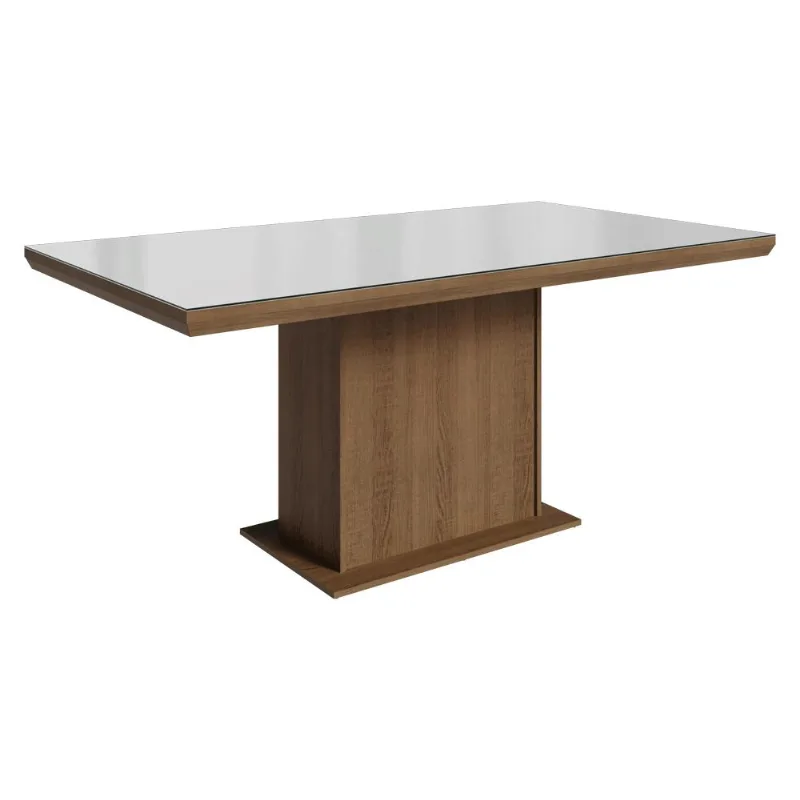 Mesa de Jantar Retangular Tampo com Moldura e Vidro Sobreposto 5275 Madesa