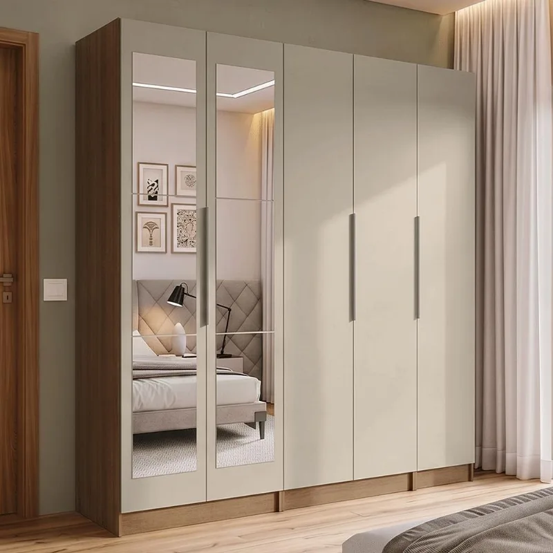 Guarda-Roupa Modulado 200 cm 5 Portas com Espelhos 2 Gavetas Neo Madesa 02