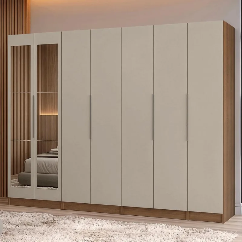 Guarda-Roupa Modulado 280 cm 7 Portas com Espelhos 4 Gavetas Neo Madesa 01