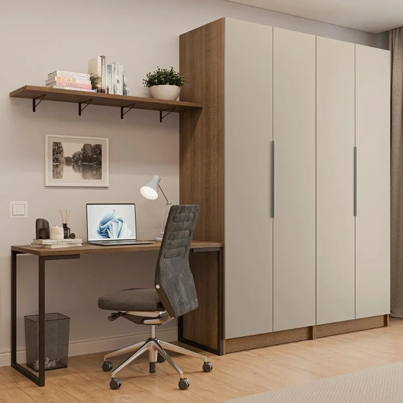 Conjunto Home Office Neo 4 Portas 2 Prateleiras MDP Rustic Madesa 160CM - Madesa