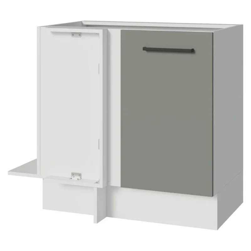Balcão de Canto 1 Porta (Sem Tampo) Branco/Cinza Agata Madesa