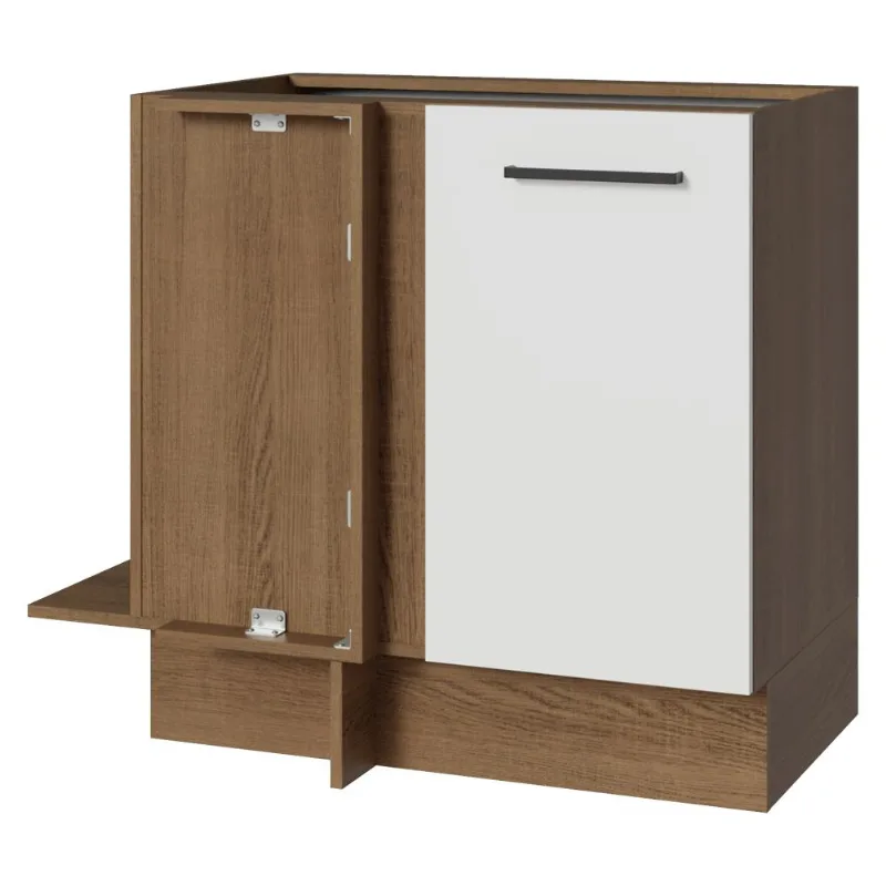 Balcão de Canto 1 Porta (Sem Tampo) Rustic/Branco Agata Madesa - Madesa