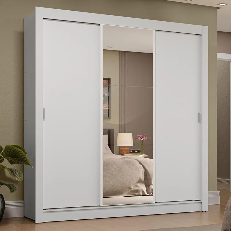 Guarda-Roupa Casal 3 Portas de Correr com Espelho 4 Gavetas Sublime Plus Madesa