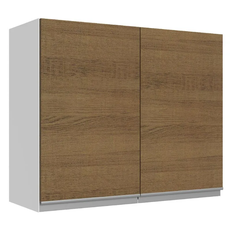 Armário De Cozinha Aéreo 100% MDF 80 cm 2 Portas Branco/Rustic Acordes Madesa