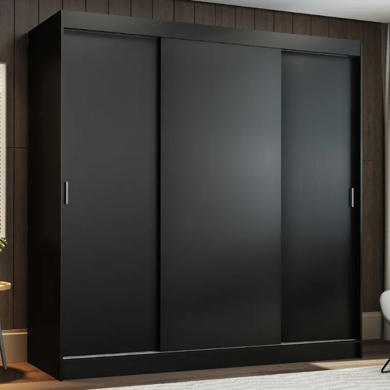 Guarda-Roupa Casal Madesa Reno 3 Portas de Correr - Preto