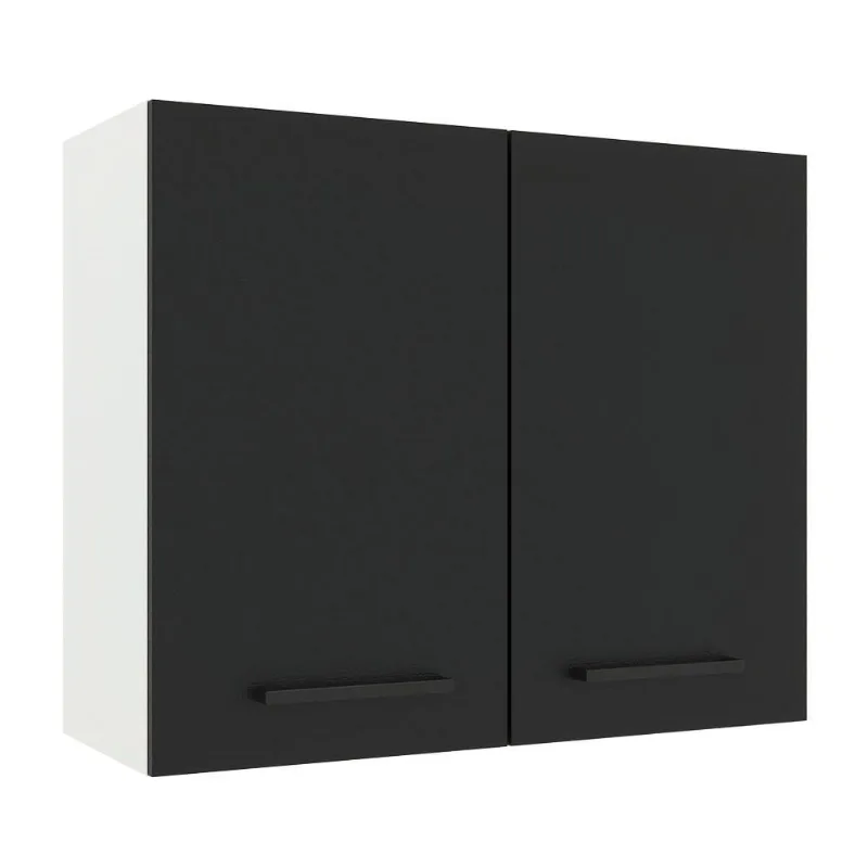 Armário de Cozinha Aéreo 80 cm 2 Portas Branco/Preto Agata Madesa
