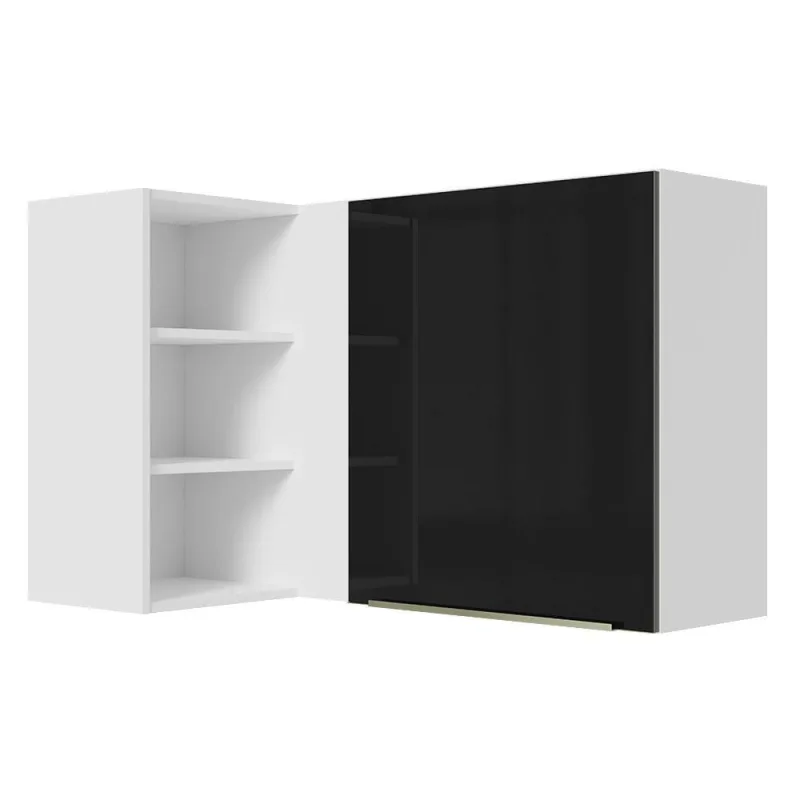 Armário Aéreo de Canto com Adega Lux 1 Porta Branco Preto - Madesa