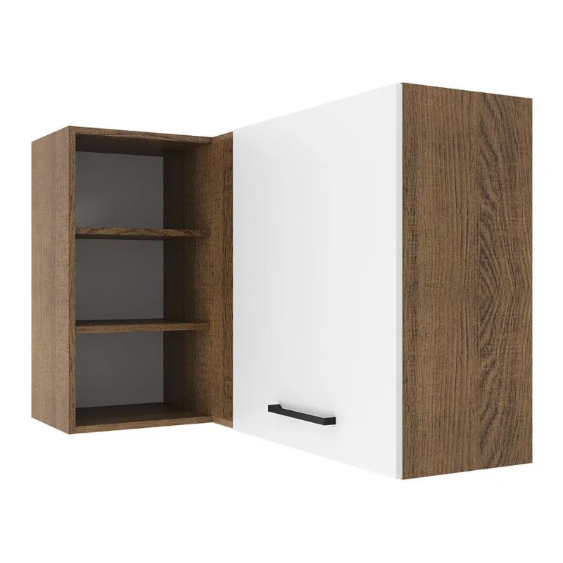 Armário de Cozinha Aéreo de Canto 1 Porta para linha de 60 cm de profundidade Rustic/Branco Agata Madesa - Madesa