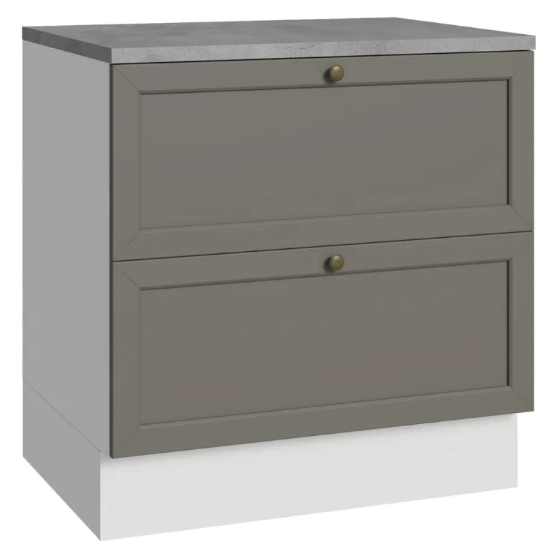 Balcão de Cozinha 80 cm 2 Gavetas Branco/Cinza Vik Madesa - Madesa
