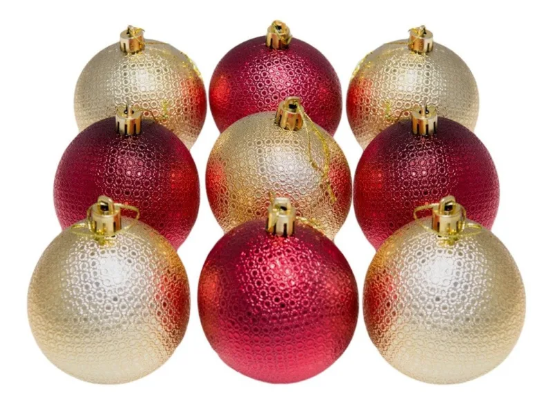 Kit 60 Bolas Natalinas Árvore de Natal 6cm Dourado e Vermelho - Genérico - Natal
