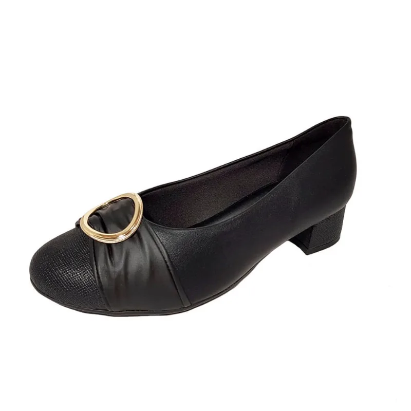 Sapato Scarpin Social Piccadilly Salto 3cm aplique 141119
