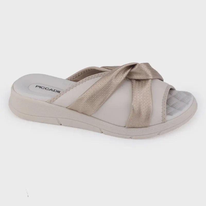 Chinelo Tamanco Piccadilly 571001 Joanete off white dourado