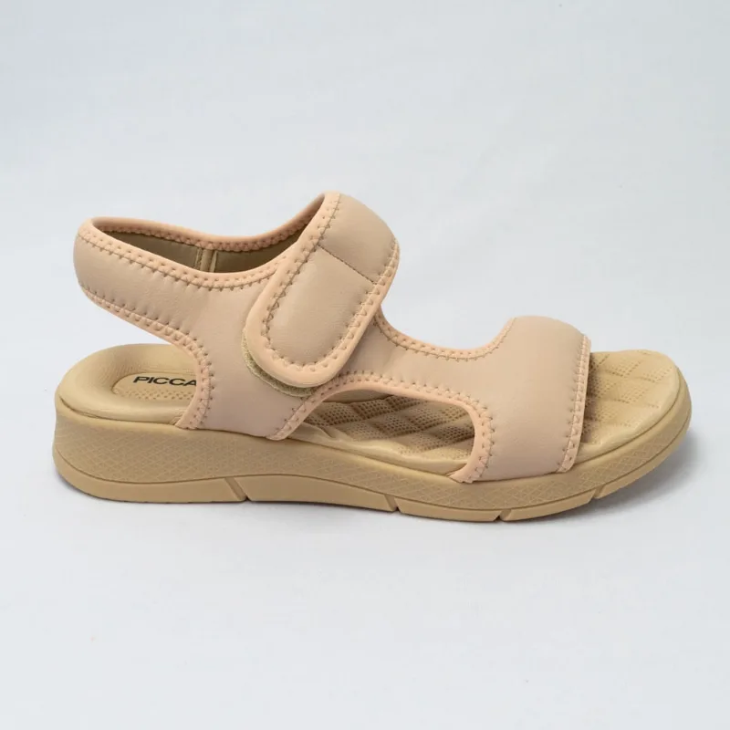 Sandália Piccadilly 571004-5 Linha Wide Fit com Hello Esporão Nude